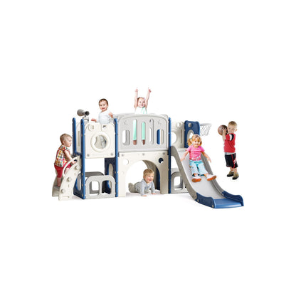 SL 8 in 1 Toddler Slide Set, Kids Slide for Toddlers, Toddler Climber Slide PlaySet with Basketball Hoop,Outdoor Indoor Playground for Toddlers Upgraded