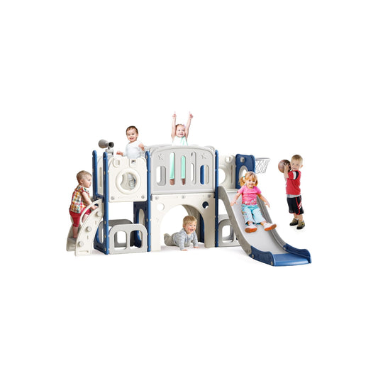 SL 8 in 1 Toddler Slide Set, Kids Slide for Toddlers, Toddler Climber Slide PlaySet with Basketball Hoop,Outdoor Indoor Playground for Toddlers Upgraded